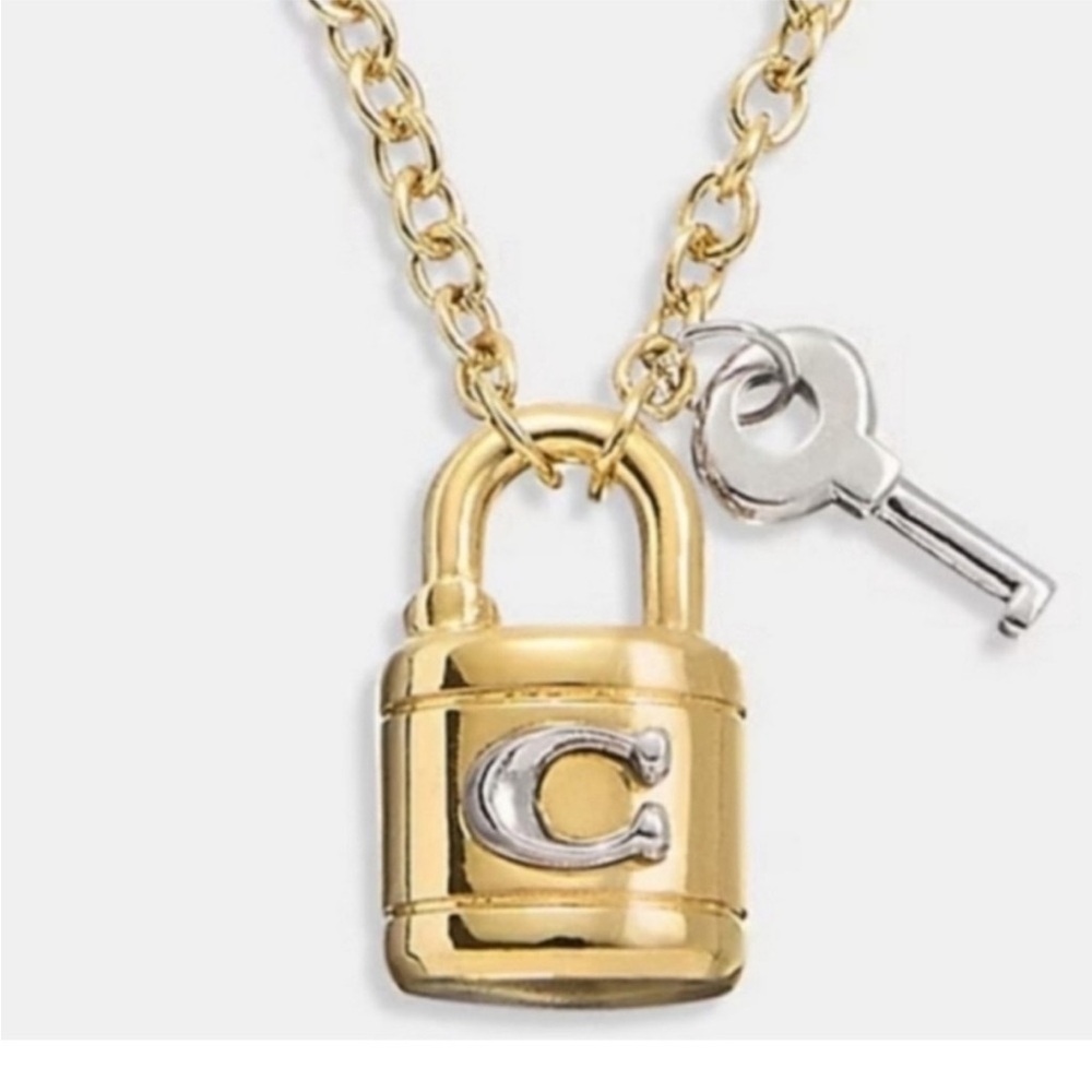 Coach Gold and Silver Padlock Necklace